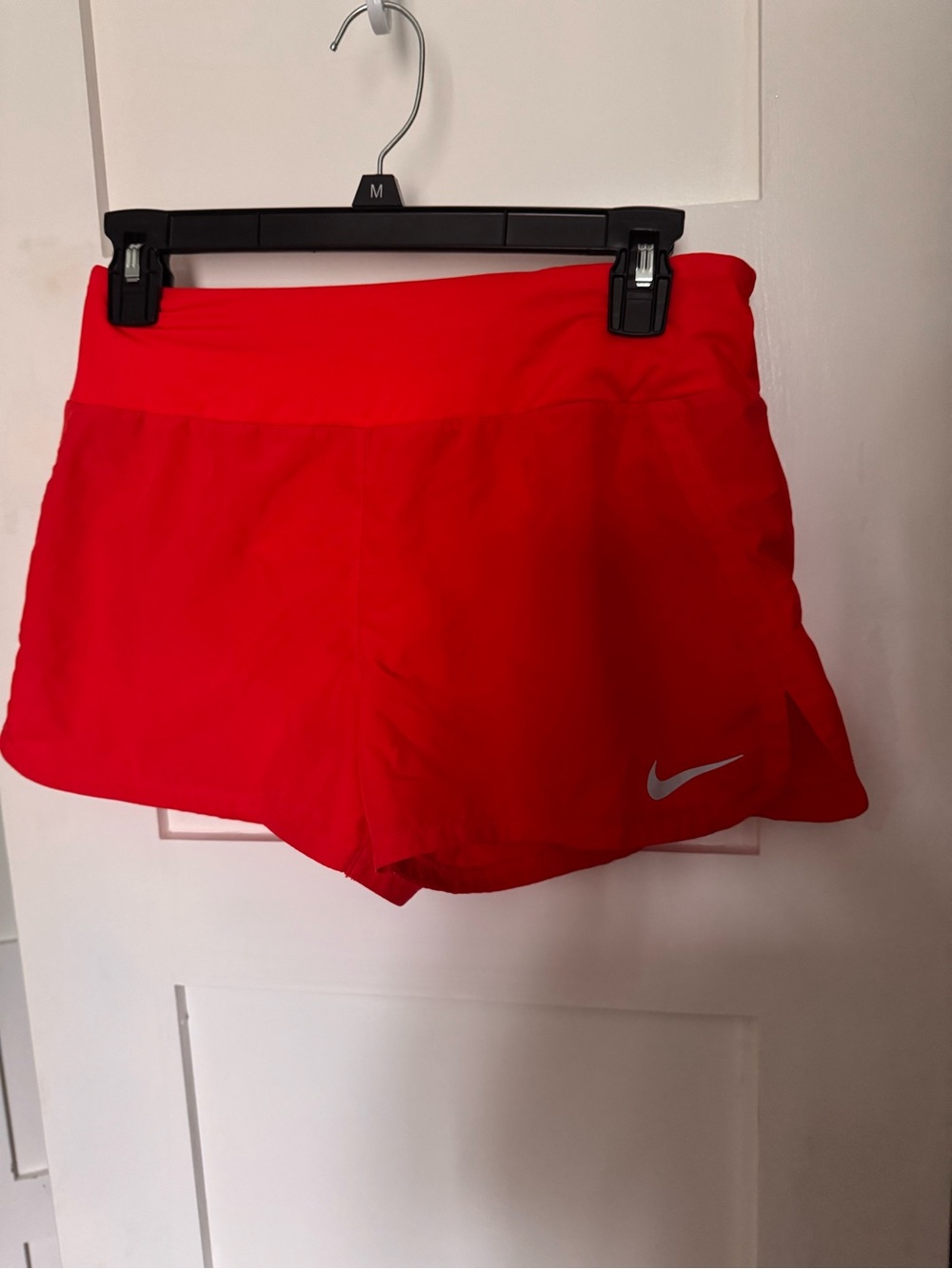 Nike Women's Bright Orange Running Shorts with Reflective Swoosh